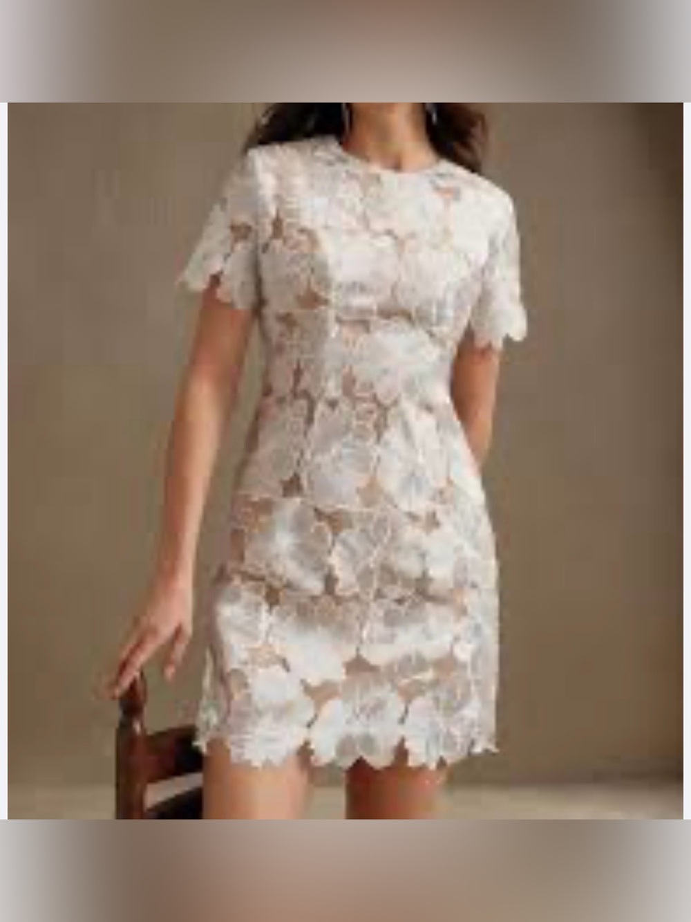 Floral Lace Mini Dress in White
